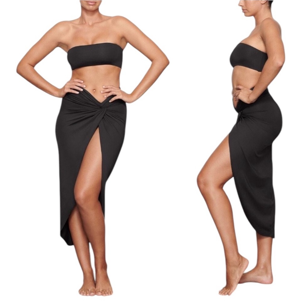 SKIMS black XL swim sarong fits woman’s 12-16 stretch NWT